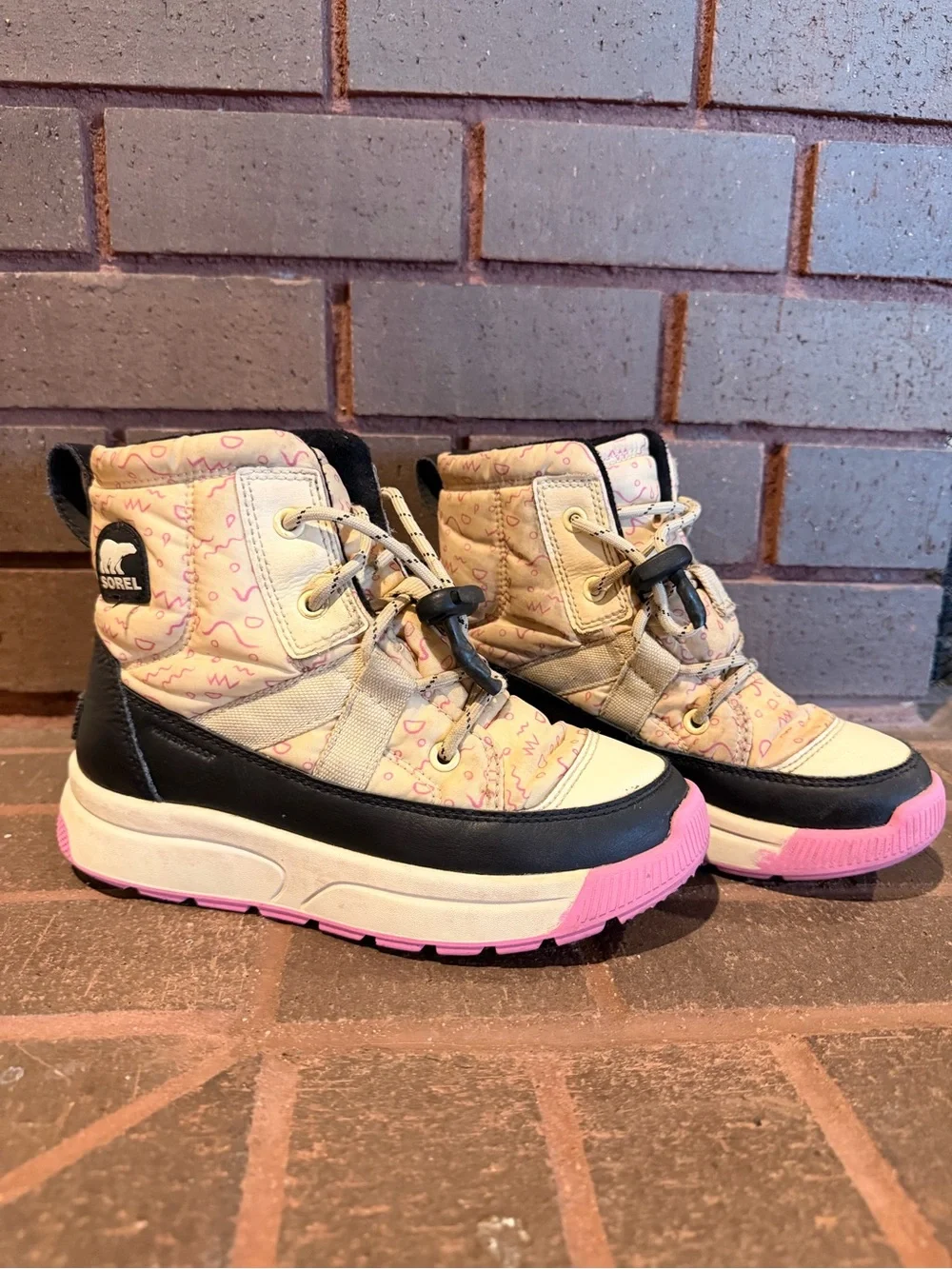 Sorel Whitney III Mid WP Kids Snow Boots Size 3 Pink Waterproof